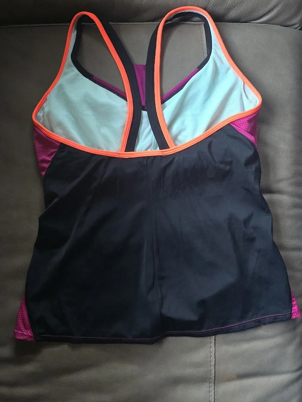 Nike Women’s Magenta & Black One-Piece Performance Swimsuit with Coral Trim